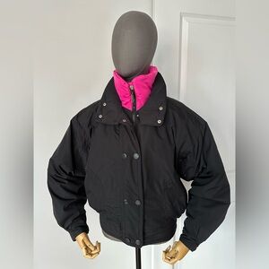 Vintage Mistral Ski Jacket Women’s M – Black Pink 90s Bomber Jacket